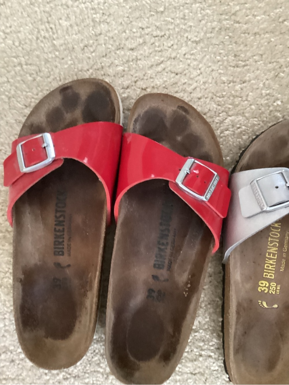 Birkenstock Womens Madrid Sandals in Red and Silver - Picture 3 of 5